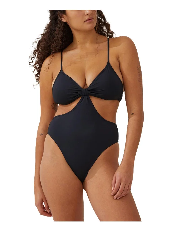 Womens Cut-Out Knot One-Piece Swimsuit